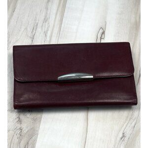 VTG ROLFS Womens 7"x4" Burgundy Cowhide Leather WALLET w/ Coin Purse Checkbook